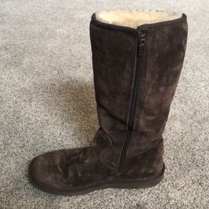 Tall zipper ugg boot -  chocolate brown
